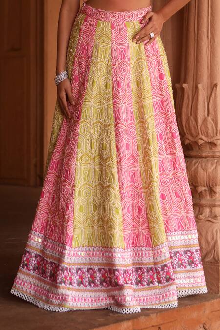 Dheeru Taneja Green Chanderi, Net Beads, Embroidery Duha Lehenga Set at Aza Fashions Dheeru Taneja_Green Chanderi, Net Beads, Embroidery Duha Lehenga Set _at_Aza_Fashions