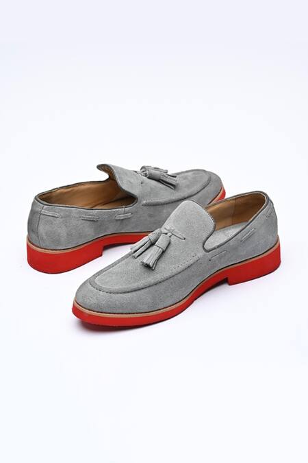 Mistersinister_Grey Tassel Top Suede Shoes _Online_at_Aza_Fashions