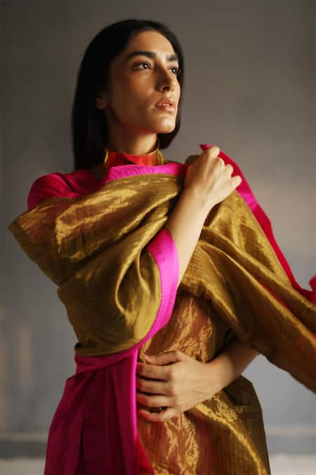 Shorshe Clothing Handloom Tissue Block Print Dupatta 