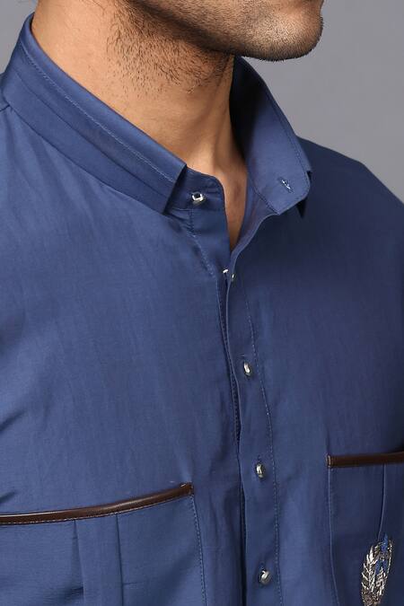 Seven_Blue Cotton Silk Kurta Set_at_Aza_Fashions