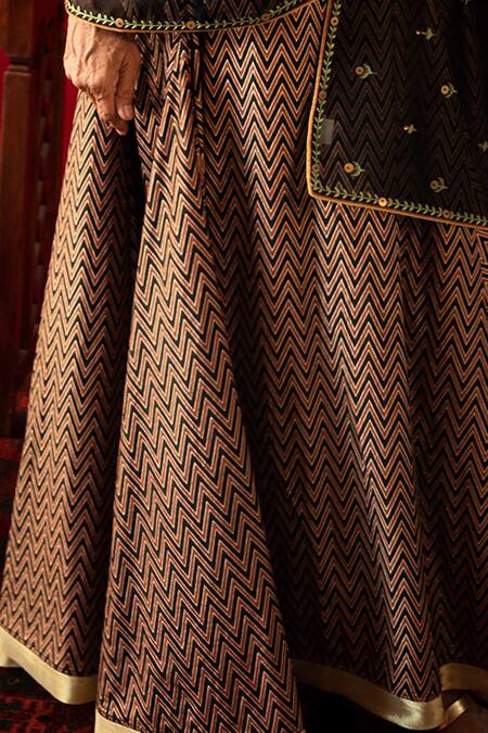 Shop Nini Mishra Black Cotton Silk Block Print Anarkali at Aza Fashions Shop_Nini Mishra_Black Cotton Silk Block Print Anarkali_at_Aza_Fashions