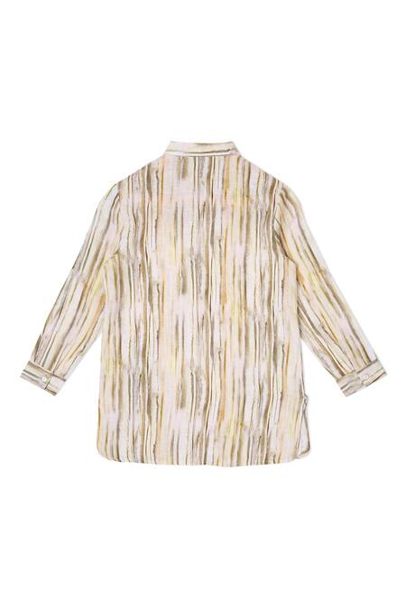 Little Luxury Multi Color Linen, Cotton Sequins Striped Kurta Set Online at Aza Fashions Little Luxury_Multi Color Linen, Cotton Sequins Striped Kurta Set _Online_at_Aza_Fashions