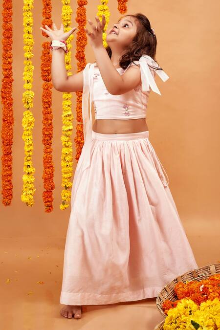 Buy Little Luxury Pink Chanderi Embroidery Lehenga Set Online at Aza Fashions Buy_Little Luxury_Pink Chanderi Embroidery Lehenga Set _Online_at_Aza_Fashions