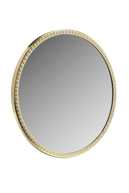Cocovey Homes_Gold Alloy Metal Circular Shape Wall Mirror_Online_at_Aza_Fashions