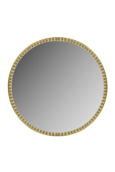 Buy_Cocovey Homes_Gold Alloy Metal Circular Shape Wall Mirror_Online_at_Aza_Fashions