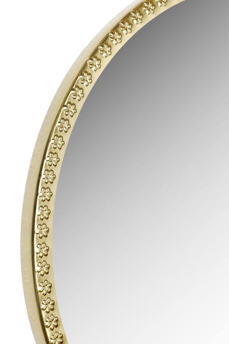 Cocovey Homes_Gold Alloy Metal Circular Shape Wall Mirror_at_Aza_Fashions