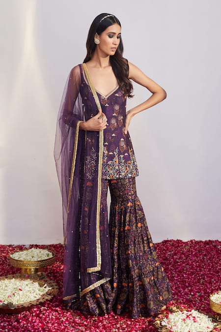 Drishti & Zahabia Floral Print Kurta Sharara Set 