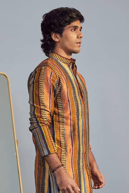 Buy_Drishti & Zahabia_Multi Color Kurta Modal Silk Pant Chanderi Silk Lining Printed And Set _Online_at_Aza_Fashions