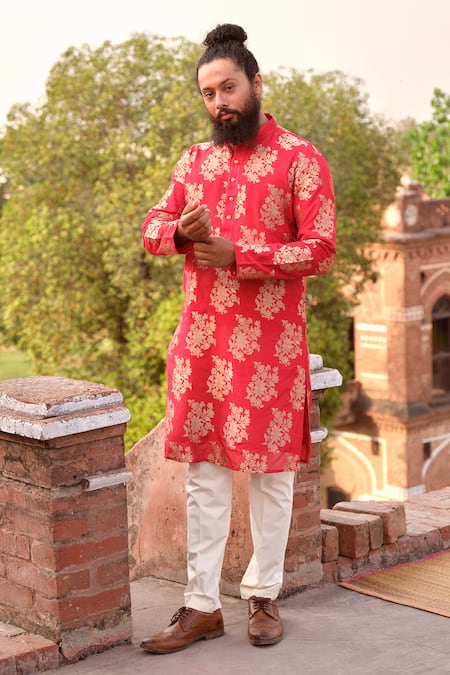 Nitesh Singh Chauhan Floral Woven Kurta & Pant Set 