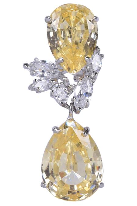 Buy_Mon Tresor_Silver Plated Stone Teardrop Danglers_Online_at_Aza_Fashions