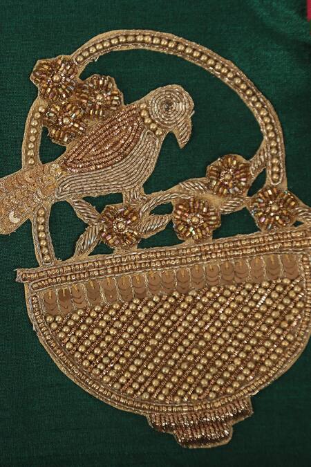 Champscloset_Red Cotton Embroidered Lehenga Set _Online_at_Aza_Fashions