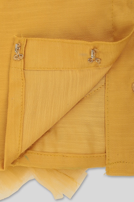 Champscloset_Yellow Cotton Pleated Top And Pant Set_Online_at_Aza_Fashions
