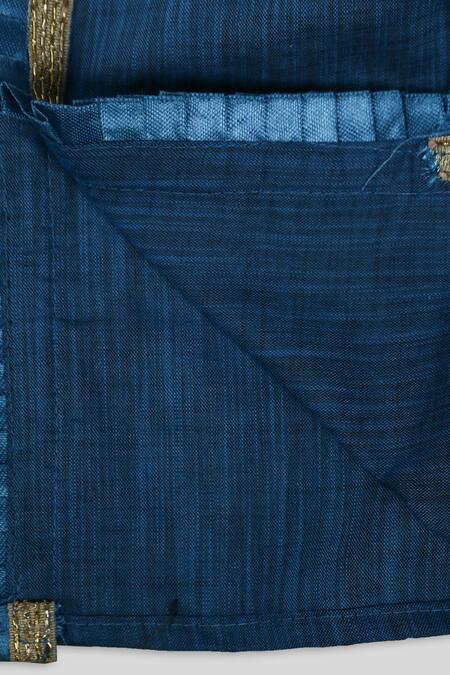 Champscloset_Blue Cotton Embroidery Kaftan Top And Dhoti Pant Set_Online_at_Aza_Fashions