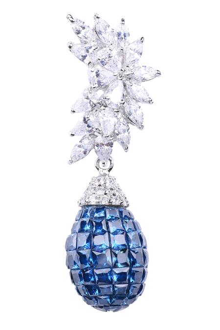 Buy_Mon Tresor_Silver Plated Stone Drop Earrings_Online_at_Aza_Fashions