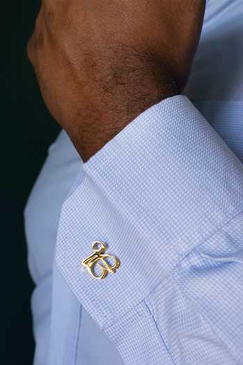 Eina Ahluwalia_Gold Sterling Silver Bullet Back Cufflinks_Online_at_Aza_Fashions