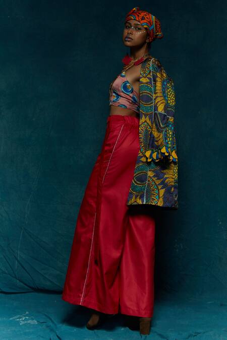 Esha L Amin Blue Modal Satin Floral Open Pattern Jacket Online at Aza Fashions Esha L Amin_Blue Modal Satin Floral Open Pattern Jacket _Online_at_Aza_Fashions