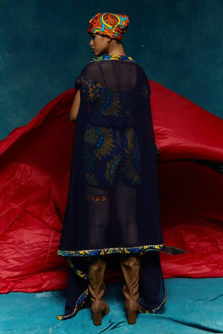 Shop Esha L Amin Blue Modal Satin Abstract Sweetheart Neck Print Crop Top at Aza Fashions Shop_Esha L Amin_Blue Modal Satin Abstract Sweetheart Neck Print Crop Top _at_Aza_Fashions