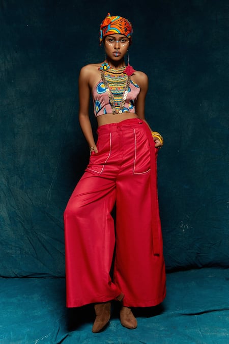 Esha L Amin Halter Neck Embroidered Top 