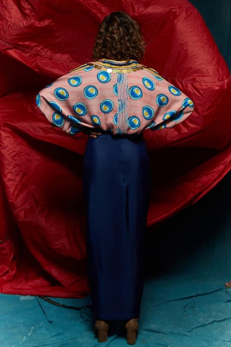 Shop Esha L Amin Pink Silk Crepe Tennis Ball Spread Collar Pattern Shirt at Aza Fashions Shop_Esha L Amin_Pink Silk Crepe Tennis Ball Spread Collar Pattern Shirt _at_Aza_Fashions