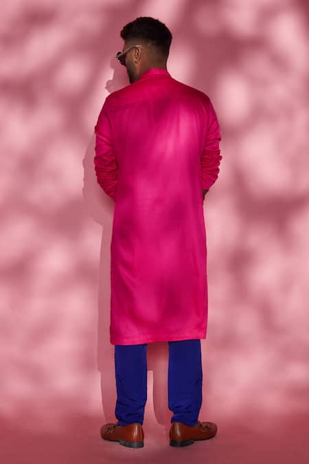 Shop Esha L Amin Pink Cotton Satin Pintuck Kurta at Aza Fashions Shop_Esha L Amin_Pink Cotton Satin Pintuck Kurta _at_Aza_Fashions