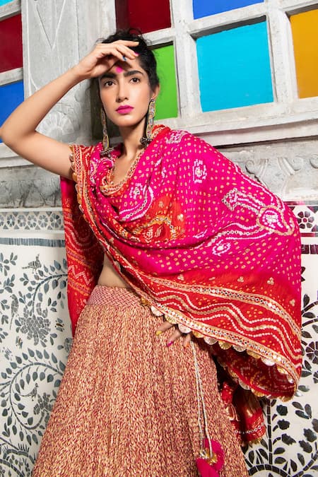 Etasha By Asha Jain Textured Tissue Lehenga Set 