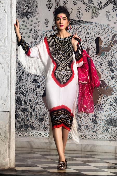 Etasha by Asha Jain Gajji Silk Kaftan Tunic 