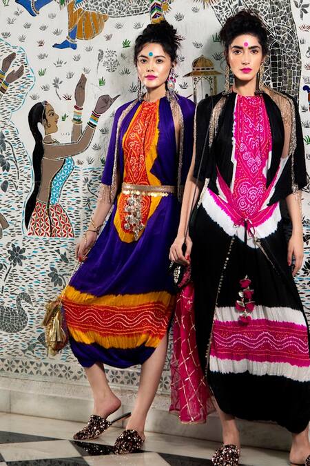Etasha By Asha Jain Gajji Silk Bandhani Jumpsuit 
