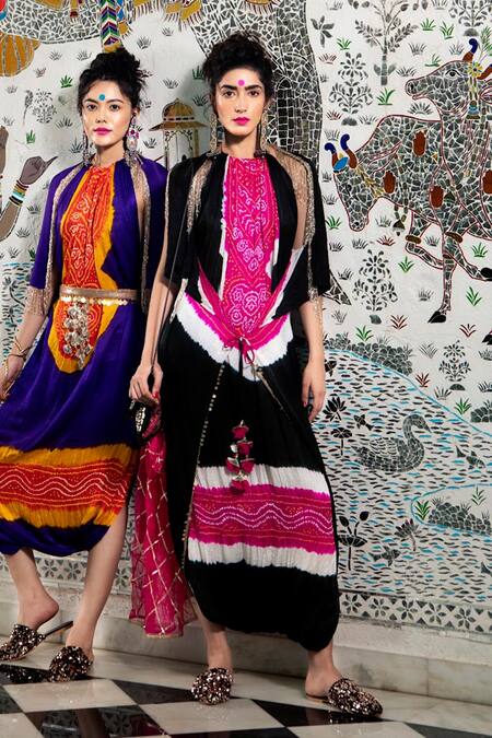 Etasha By Asha Jain Gajji Silk Bandhani Jumpsuit 