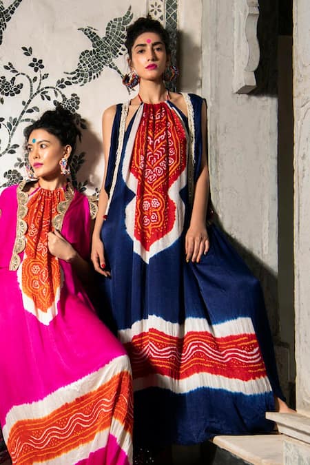 Etasha By Asha Jain Gajji Silk Bandhani Jumpsuit 
