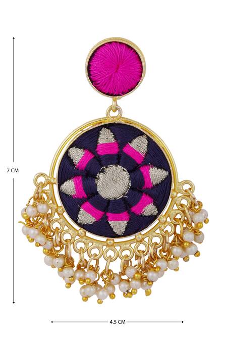 Shop_Bauble Bazaar_Gold Plated Pearl Circular Bead Danglers_Online_at_Aza_Fashions