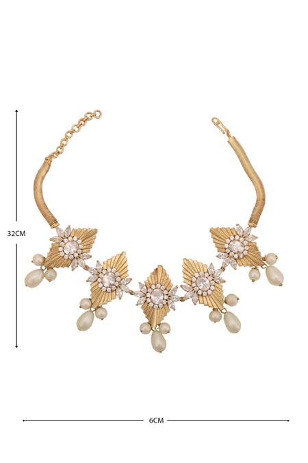 AE-Tee_Gold Plated Crystal Choker_Online_at_Aza_Fashions