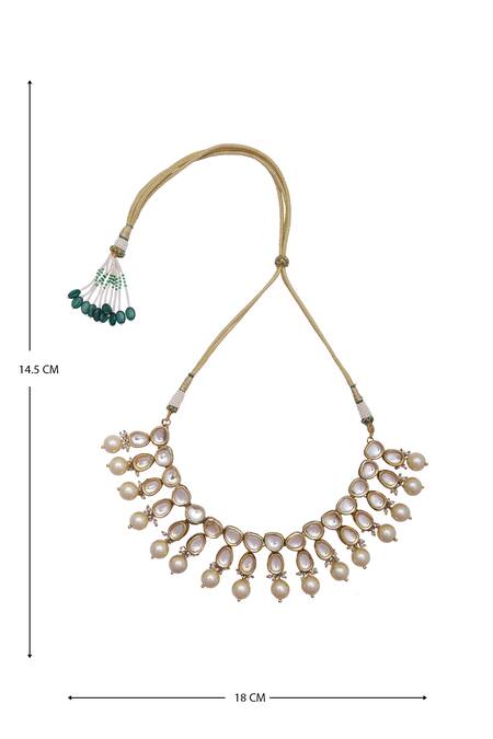 Buy Just Shradhas Gold Plated Polki Stone And Pearl Choker Online at Aza Fashions Buy_Just Shradhas_Gold Plated Polki Stone And Pearl Choker _Online_at_Aza_Fashions
