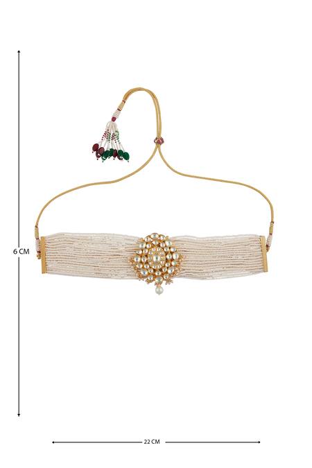Shop_Moh-Maya By Disha Khatri_Gold Plated Semi Precious Stones Bead Necklace Set_Online_at_Aza_Fashions