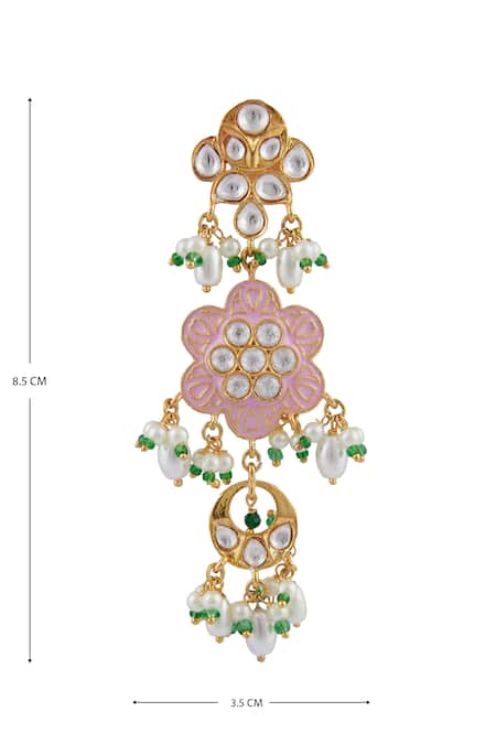 Buy_Moh-Maya By Disha Khatri_Gold Plated Beads, Crystals Floral Choker Set 