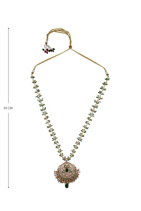 Moh-Maya By Disha Khatri_Gold Plated Stone Pendant Necklace _Online_at_Aza_Fashions