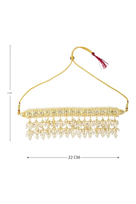 Shop_Just Shradhas_Gold Plated Kundan Bead Drop Choker _Online_at_Aza_Fashions