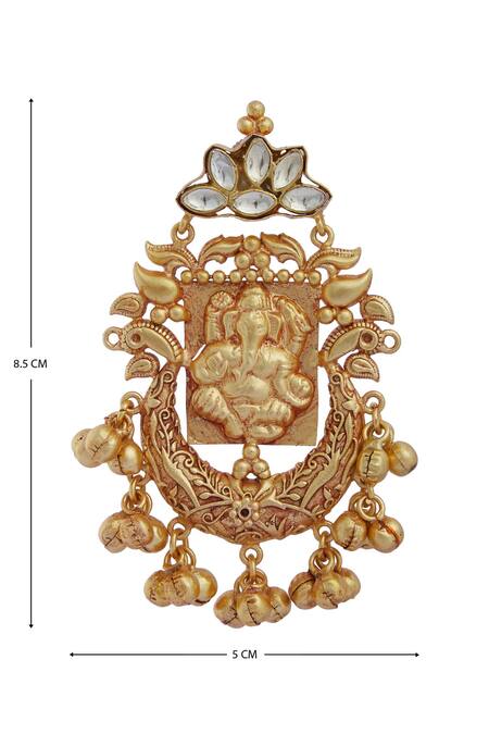 Shop Moh-Maya By Disha Khatri Gold Plated Stones Ganesha Earrings Online at Aza Fashions Shop_Moh-Maya By Disha Khatri_Gold Plated Stones Ganesha Earrings_Online_at_Aza_Fashions