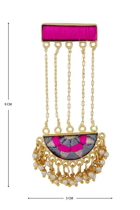 Shop Bauble Bazaar Gold Plated Pearls, Zari Geometric Bead Danglers Online at Aza Fashions Shop_Bauble Bazaar_Gold Plated Pearls, Zari Geometric Bead Danglers _Online_at_Aza_Fashions