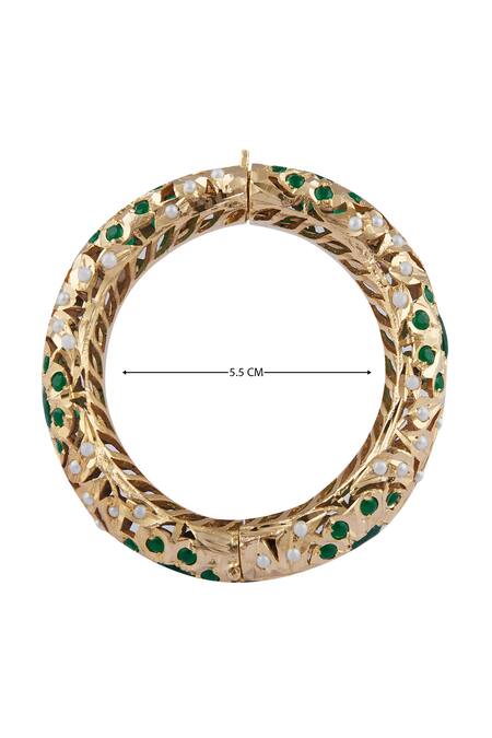 Buy_Moh-Maya By Disha Khatri_Gold Plated Beads, Stones Kada Set _Online_at_Aza_Fashions