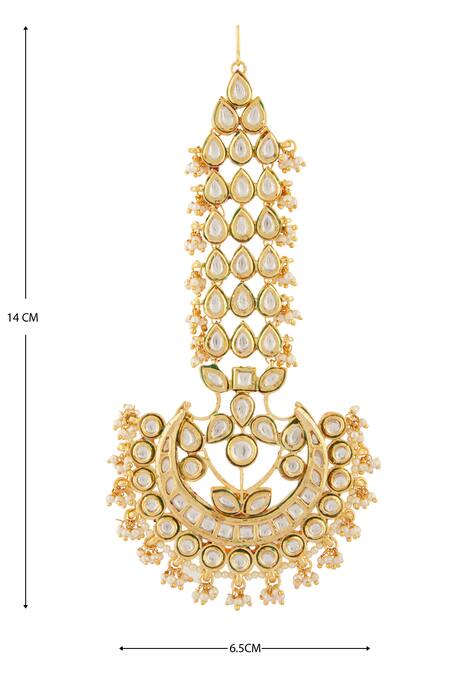 Shop_Zevar By Geeta_Gold Plated Kundan Maangtikka _Online_at_Aza_Fashions