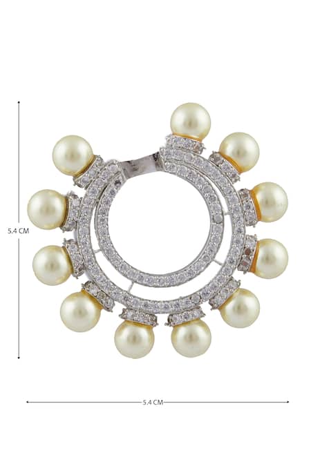 Shop Moh-Maya By Disha Khatri Silver Plated Fabric Flowers, Diamonds Stone Hoop Earrings Online at Aza Fashions Shop_Moh-Maya By Disha Khatri_Silver Plated Fabric Flowers, Diamonds Stone Hoop Earrings _Online_at_Aza_Fashions