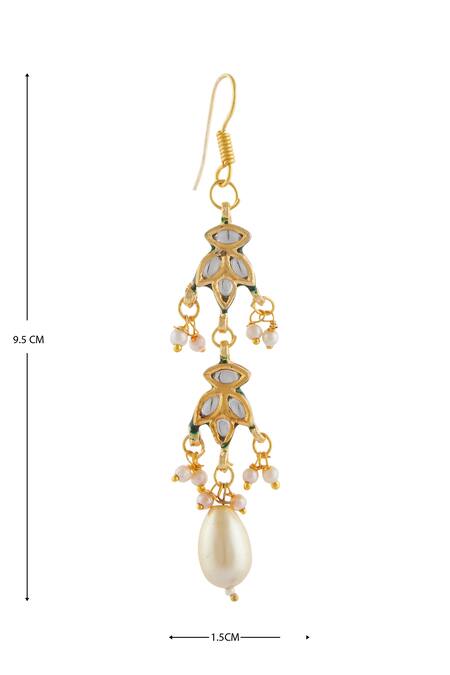 Buy_Just Shradhas_Gold Plated Pearls Kundan Dangler Earrings _Online_at_Aza_Fashions