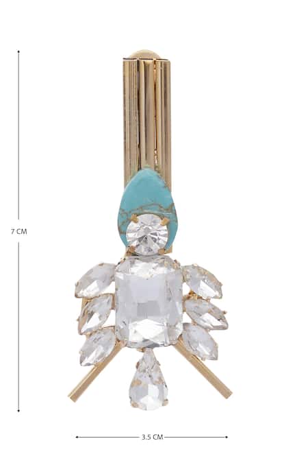 AE-Tee_Gold Plated Structured Stone Earrings _Online_at_Aza_Fashions