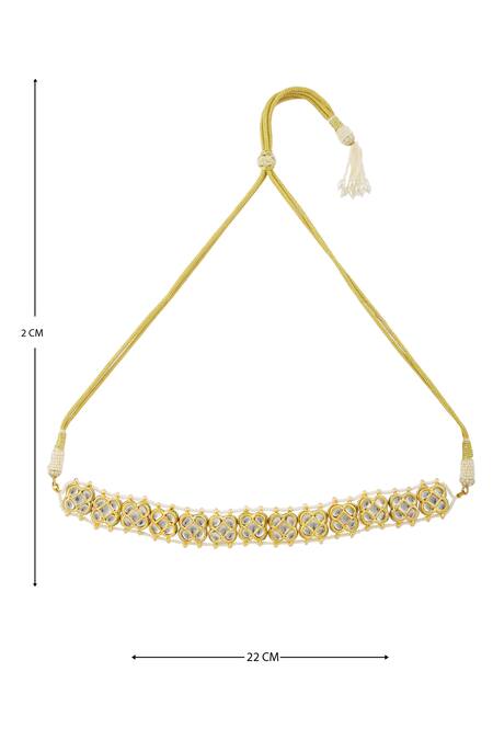 Shop_Just Shradhas_Gold Plated Kundan Floral Choker _Online_at_Aza_Fashions