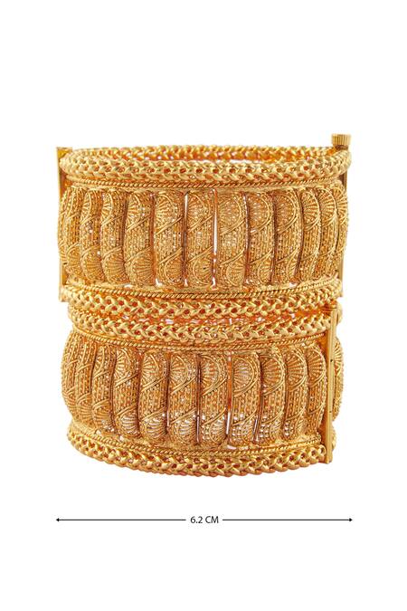 Buy_Just Shradhas_Gold Plated Carved Kada Set Of 2_Online_at_Aza_Fashions