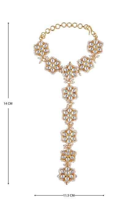 Moh-Maya By Disha Khatri_Gold Plated Kundan Haathphool_Online_at_Aza_Fashions