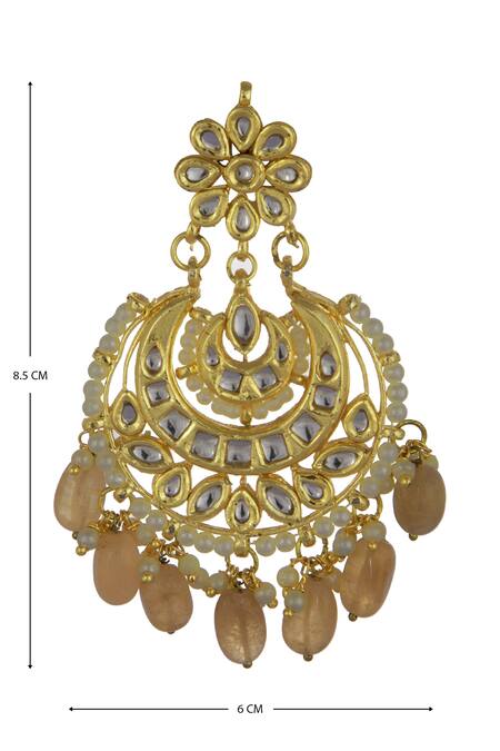 Buy_Just Shradhas_Gold Plated Beads, Stones Kundan Chandbalis _Online_at_Aza_Fashions
