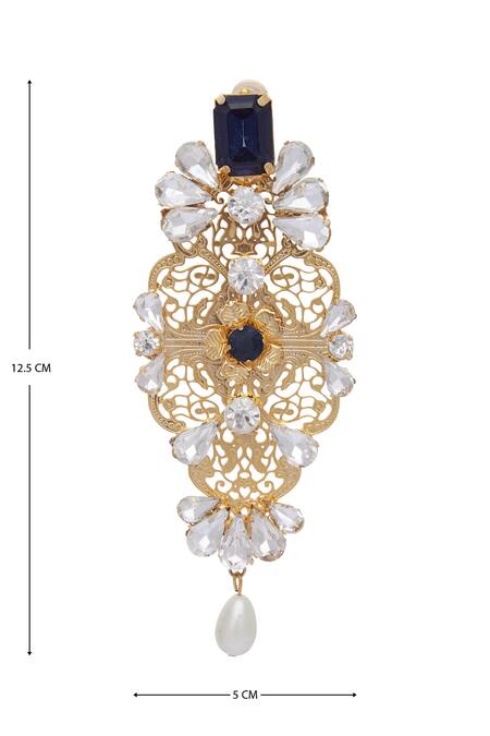 AE-Tee_Gold Plated Stones Structured Earrings _Online_at_Aza_Fashions