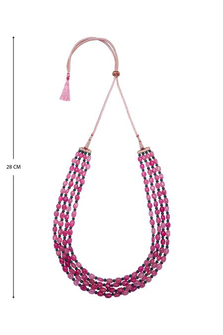 Just Shradhas Pink Layered Ruby Bead Necklace Online at Aza Fashions Just Shradhas_Pink Layered Ruby Bead Necklace _Online_at_Aza_Fashions