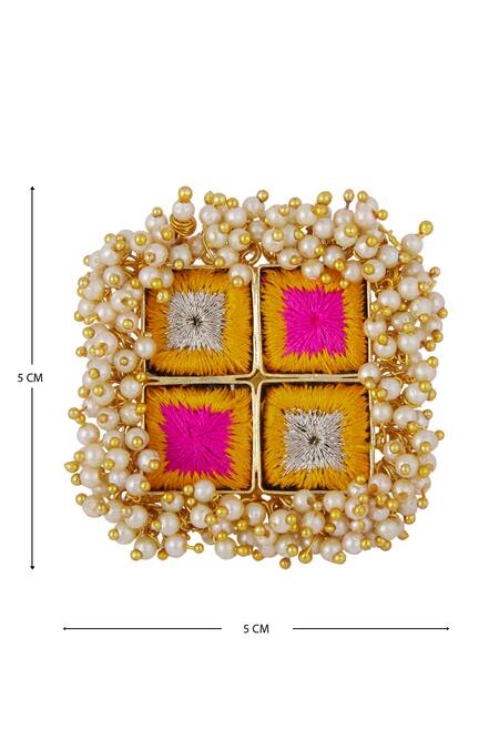 Shop Bauble Bazaar Gold Plated Pearl Geometric Bead Ring Online at Aza Fashions Shop_Bauble Bazaar_Gold Plated Pearl Geometric Bead Ring_Online_at_Aza_Fashions